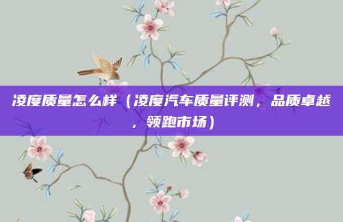凌度质量怎么样（凌度汽车质量评测，品质卓越，领跑市场）