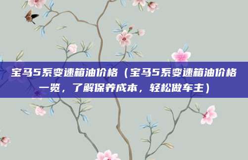 宝马5系变速箱油价格（宝马5系变速箱油价格一览，了解保养成本，轻松做车主）