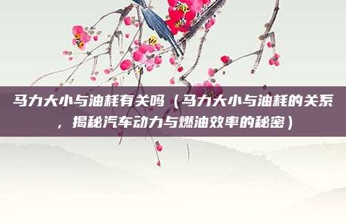 马力大小与油耗有关吗（马力大小与油耗的关系，揭秘汽车动力与燃油效率的秘密）