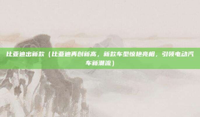 比亚迪出新款（比亚迪再创新高，新款车型惊艳亮相，引领电动汽车新潮流）