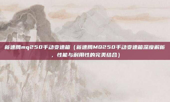 新速腾mq250手动变速箱（新速腾MQ250手动变速箱深度解析，性能与耐用性的完美结合）