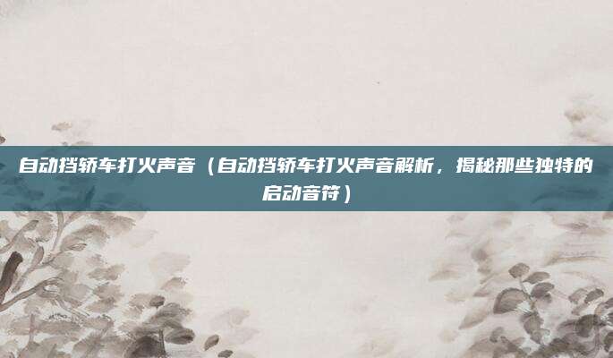自动挡轿车打火声音（自动挡轿车打火声音解析，揭秘那些独特的启动音符）