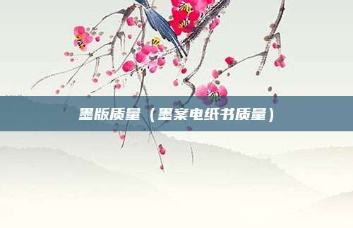 墨版质量(墨案电纸书质量)