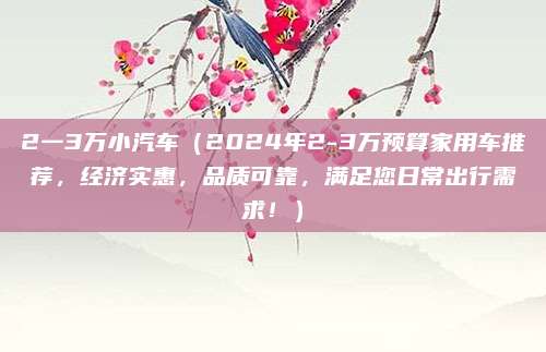 2一3万小汽车（2024年2-3万预算家用车推荐，经济实惠，品质可靠，满足您日常出行需求！）