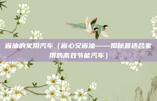 省油的家用汽车（省心又省油——揭秘最适合家用的高效节能汽车）