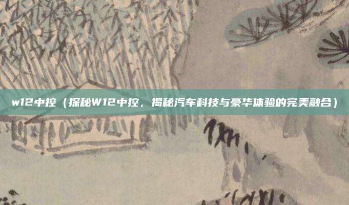 w12中控（探秘W12中控，揭秘汽车科技与豪华体验的完美融合）