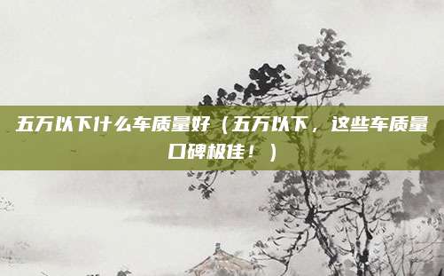 五万以下什么车质量好（五万以下，这些车质量口碑极佳！）