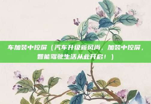 车加装中控屏（汽车升级新风尚，加装中控屏，智能驾驶生活从此开启！）