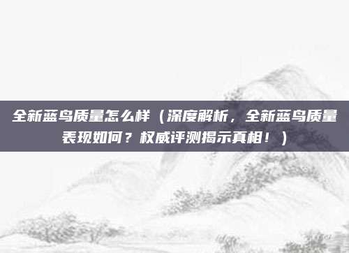 全新蓝鸟质量怎么样（深度解析，全新蓝鸟质量表现如何？权威评测揭示真相！）