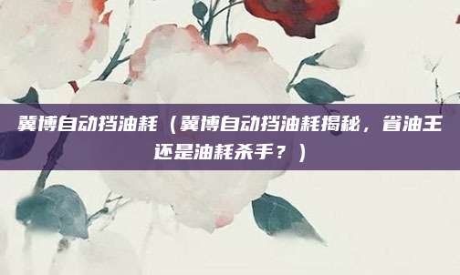冀博自动挡油耗（冀博自动挡油耗揭秘，省油王还是油耗杀手？）