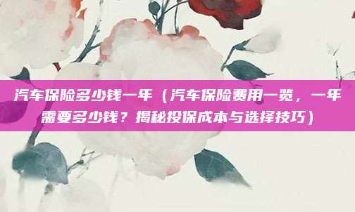 汽车保险多少钱一年（汽车保险费用一览，一年需要多少钱？揭秘投保成本与选择技巧）