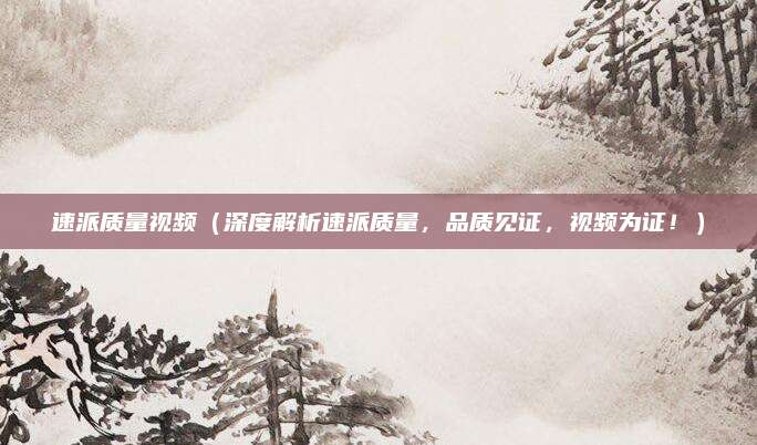 速派质量视频（深度解析速派质量，品质见证，视频为证！）