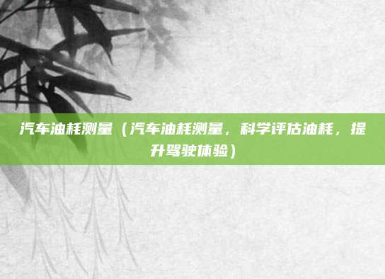 汽车油耗测量（汽车油耗测量，科学评估油耗，提升驾驶体验）