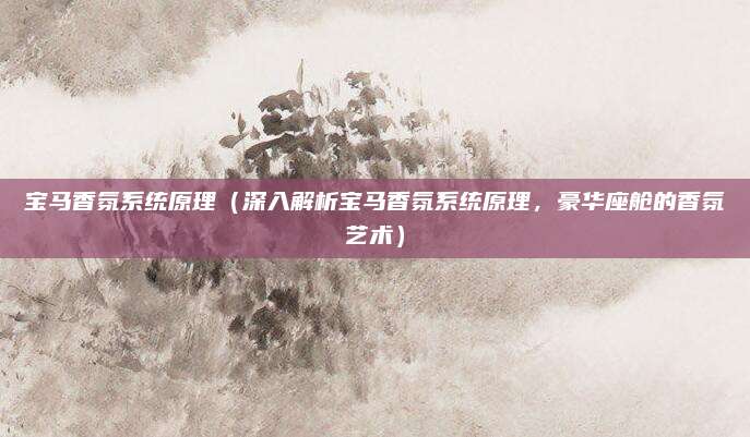 宝马香氛系统原理（深入解析宝马香氛系统原理，豪华座舱的香氛艺术）