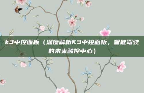 k3中控面板（深度解析K3中控面板，智能驾驶的未来触控中心）