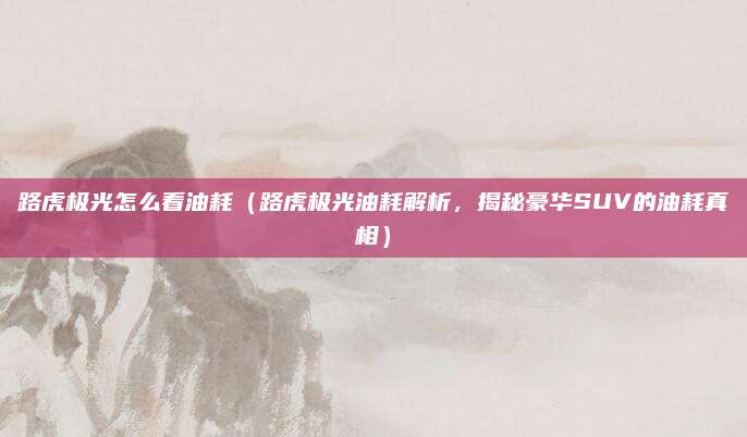 路虎极光怎么看油耗（路虎极光油耗解析，揭秘豪华SUV的油耗真相）