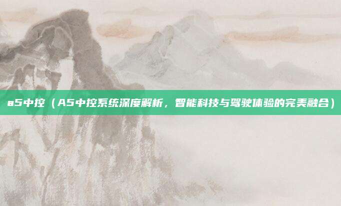 a5中控（A5中控系统深度解析，智能科技与驾驶体验的完美融合）