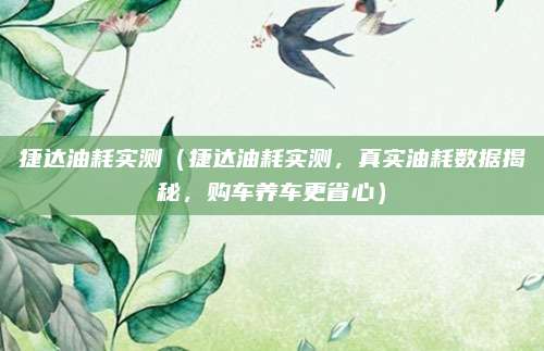 捷达油耗实测（捷达油耗实测，真实油耗数据揭秘，购车养车更省心）