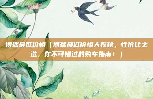 博瑞最低价格(博瑞最低价格大揭秘,性价比之选,你不可错过的购车指南!)