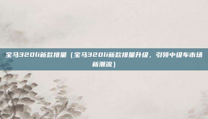 宝马320li新款排量（宝马320li新款排量升级，引领中级车市场新潮流）
