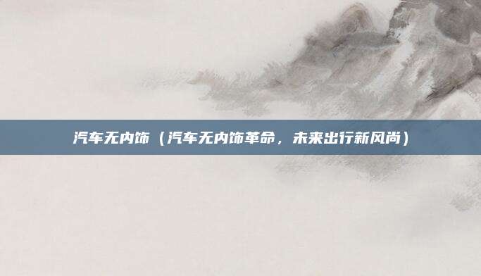 汽车无内饰（汽车无内饰革命，未来出行新风尚）