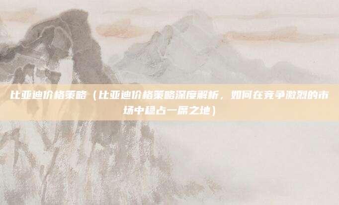 比亚迪价格策略（比亚迪价格策略深度解析，如何在竞争激烈的市场中稳占一席之地）