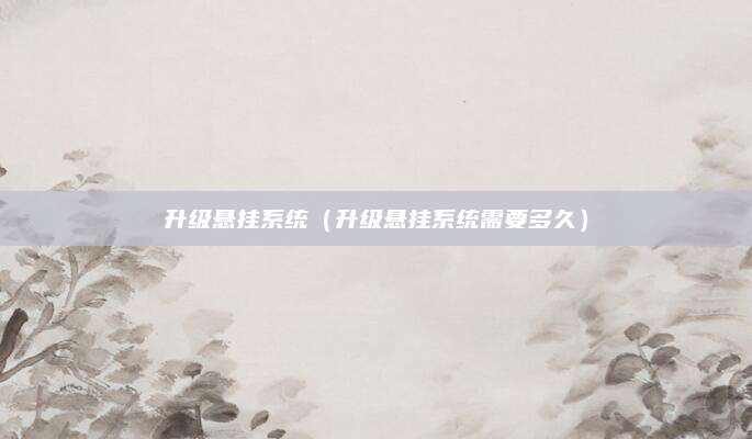 升级悬挂系统(升级悬挂系统需要多久)