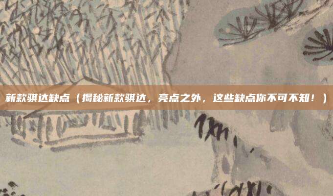 新款骐达缺点（揭秘新款骐达，亮点之外，这些缺点你不可不知！）