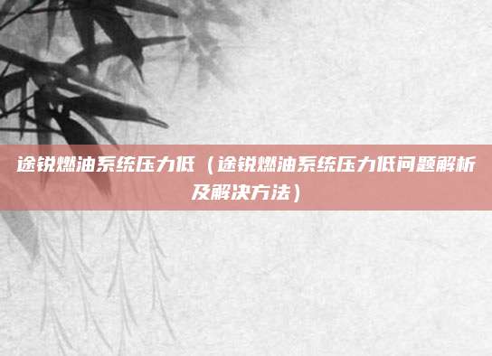 途锐燃油系统压力低（途锐燃油系统压力低问题解析及解决方法）