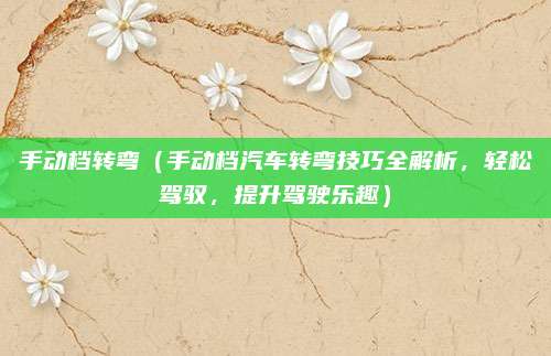手动档转弯（手动档汽车转弯技巧全解析，轻松驾驭，提升驾驶乐趣）