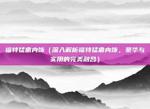 福特猛禽内饰（深入解析福特猛禽内饰，豪华与实用的完美融合）