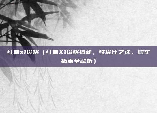 红星x1价格（红星X1价格揭秘，性价比之选，购车指南全解析）