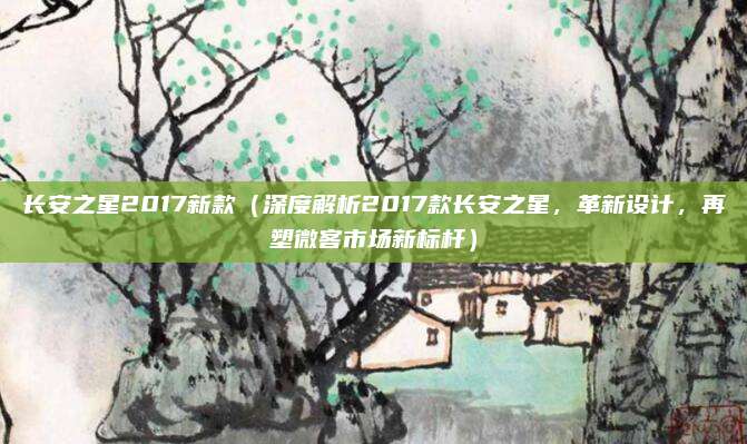 长安之星2017新款（深度解析2017款长安之星，革新设计，再塑微客市场新标杆）