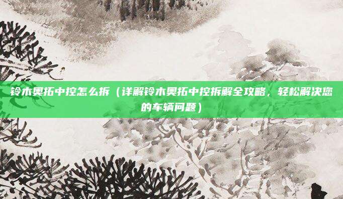 铃木奥拓中控怎么拆（详解铃木奥拓中控拆解全攻略，轻松解决您的车辆问题）