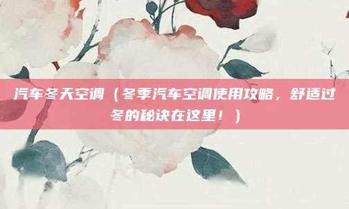 汽车冬天空调（冬季汽车空调使用攻略，舒适过冬的秘诀在这里！）