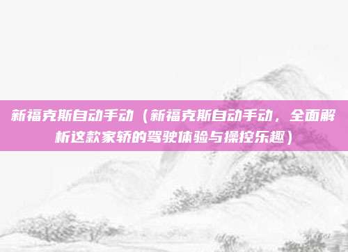 新福克斯自动手动（新福克斯自动手动，全面解析这款家轿的驾驶体验与操控乐趣）