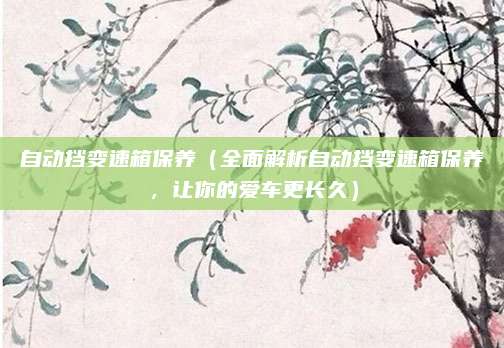 自动挡变速箱保养(全面解析自动挡变速箱保养,让你的爱车更长久)