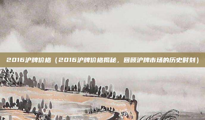 2016沪牌价格（2016沪牌价格揭秘，回顾沪牌市场的历史时刻）