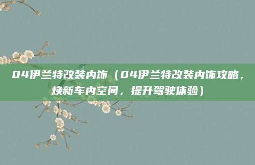 04伊兰特改装内饰（04伊兰特改装内饰攻略，焕新车内空间，提升驾驶体验）