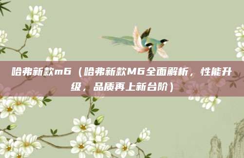 哈弗新款m6(哈弗新款M6全面解析,性能升级,品质再上新台阶)