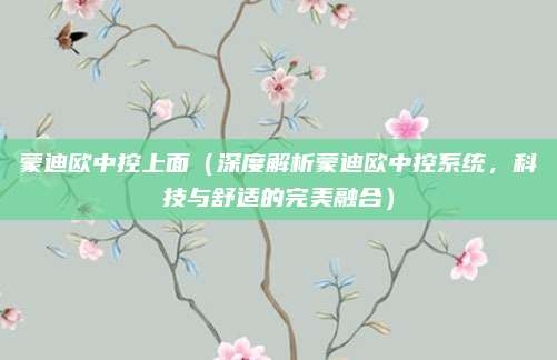 蒙迪欧中控上面（深度解析蒙迪欧中控系统，科技与舒适的完美融合）