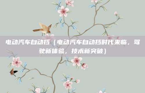 电动汽车自动挡（电动汽车自动挡时代来临，驾驶新体验，技术新突破）