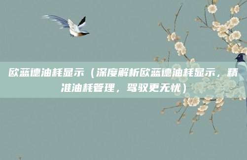 欧蓝德油耗显示（深度解析欧蓝德油耗显示，精准油耗管理，驾驭更无忧）