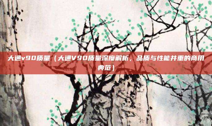 大通v90质量（大通V90质量深度解析，品质与性能并重的商用典范）