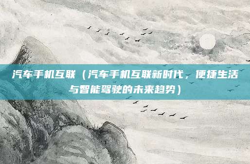 汽车手机互联（汽车手机互联新时代，便捷生活与智能驾驶的未来趋势）