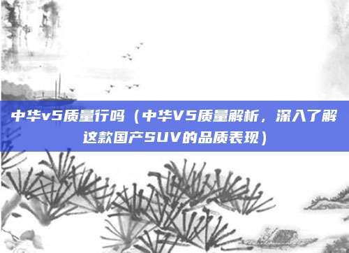 中华v5质量行吗（中华V5质量解析，深入了解这款国产SUV的品质表现）