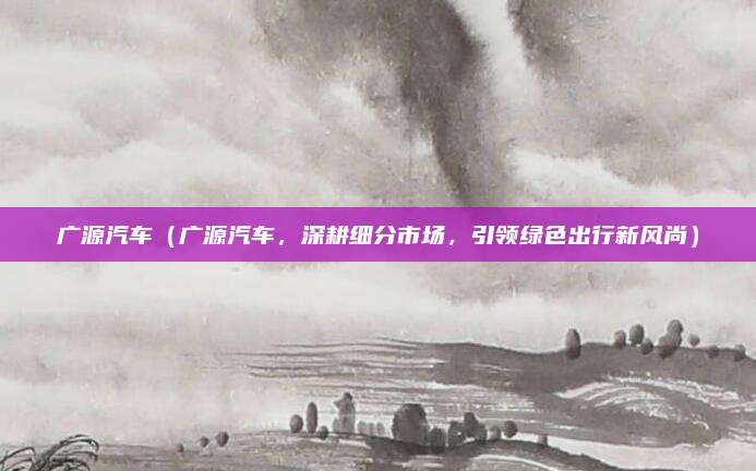 广源汽车（广源汽车，深耕细分市场，引领绿色出行新风尚）