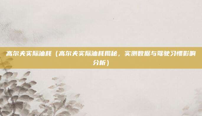 高尔夫实际油耗（高尔夫实际油耗揭秘，实测数据与驾驶习惯影响分析）