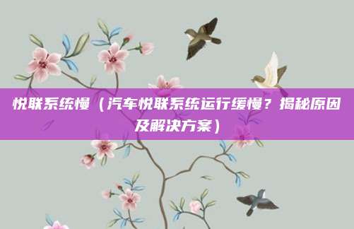 悦联系统慢（汽车悦联系统运行缓慢？揭秘原因及解决方案）