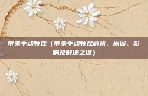 帝豪手动顿挫（帝豪手动顿挫解析，原因、影响及解决之道）